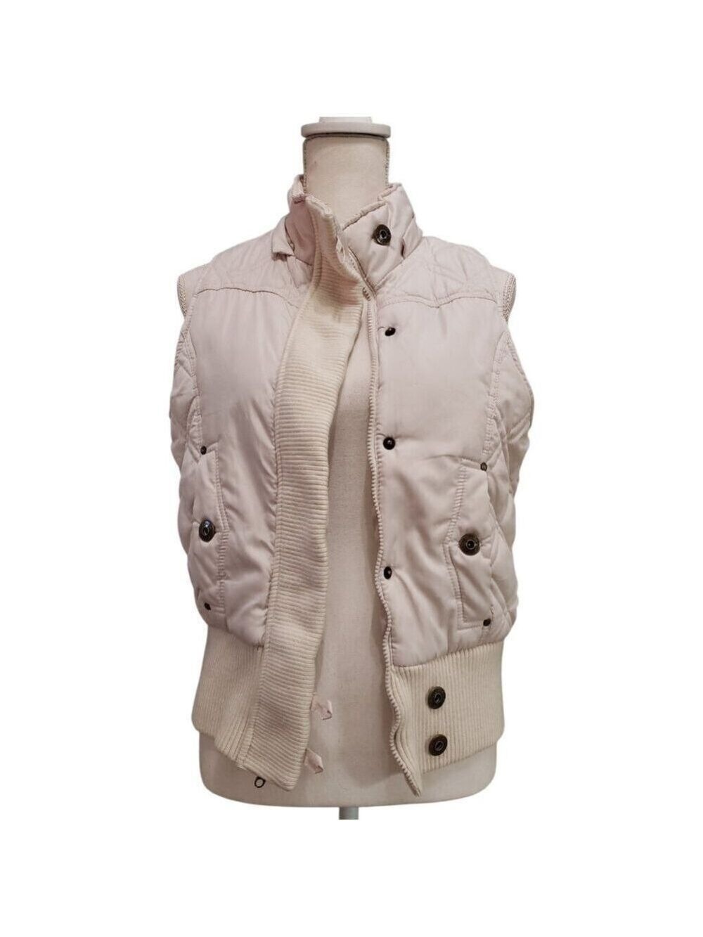 Dollhouse Womens Beige Quilted Puffer Vest Plaid Lining Size M - Picture 3 of 9